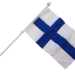 Adela, Fasadeflaggsett Finland, flagg 70 cm - 130 cm stang, hvit lettmetall