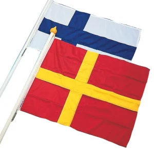 Adela, Fasadeflaggsett Skåne, flagg 70 cm, 130 cm stang, hvit lettmetall