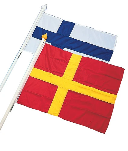 Adela, Fasadeflaggsett Skåne, flagg 70 cm, 130 cm stang, hvit lettmetall