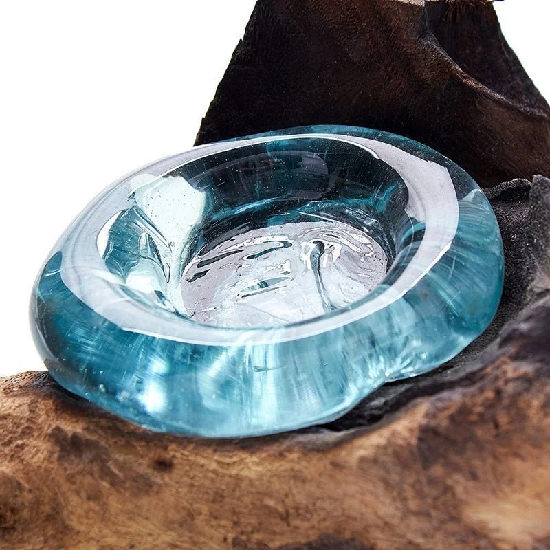 Smeltet glass på tre vase lysestake