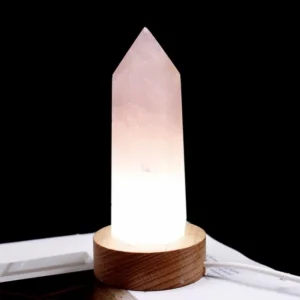 Ny, lekker TÅrnkrystall Lampe med ledlysbase i Rosenkvarts