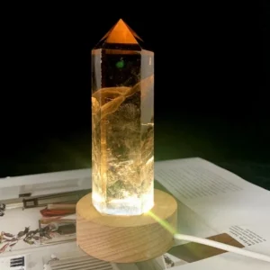 Ny, lekker TÅrnkrystall Lampe med ledlysbase i Røykvarts.