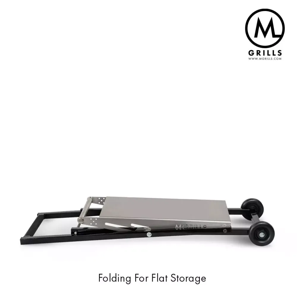 C4 Folding cart - Bord av rustfritt stål med hjul M16 - M-Grills