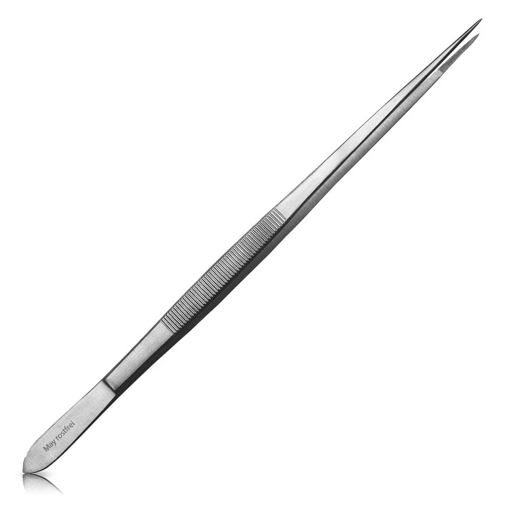 Kokepinsett med fin spiss - 25 cm lang - Kjøkkenpinsett - Grillpinsett - Grilltang - Pinsett i rustfritt stål