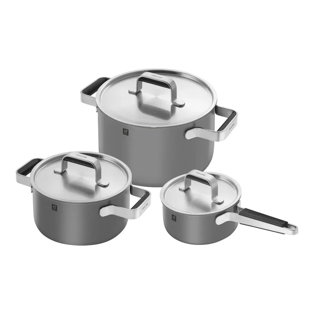 Grytesett, 3 stk, 18/10 rustfritt stål, grå - ZWILLING PURE