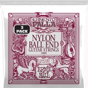 Ernie Ball 3409 Black & Gold Nylon Ball End Strings 3-pack