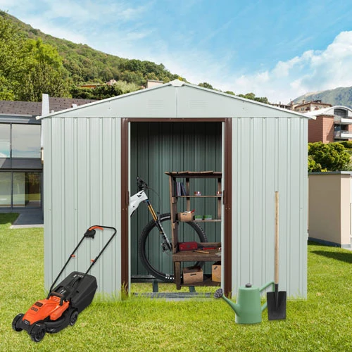 White Garden Storage Shed m/ låsbar skyvedør (8x4ft) GIGA