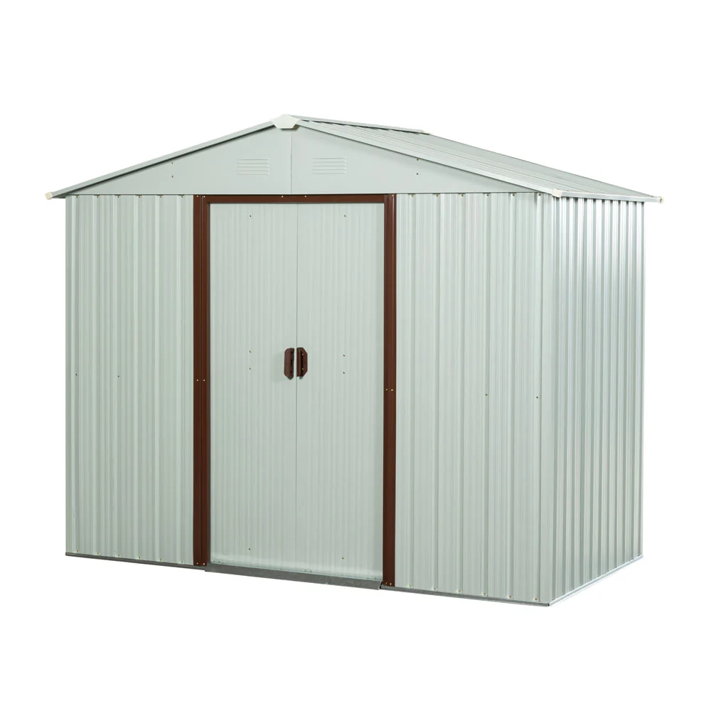 White Garden Storage Shed m/ låsbar skyvedør (8x4ft)