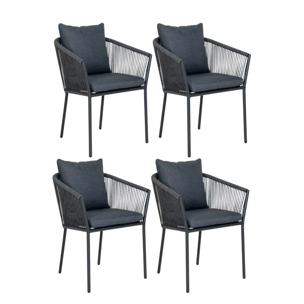 4-pk Salerno hagestol mørkegrå