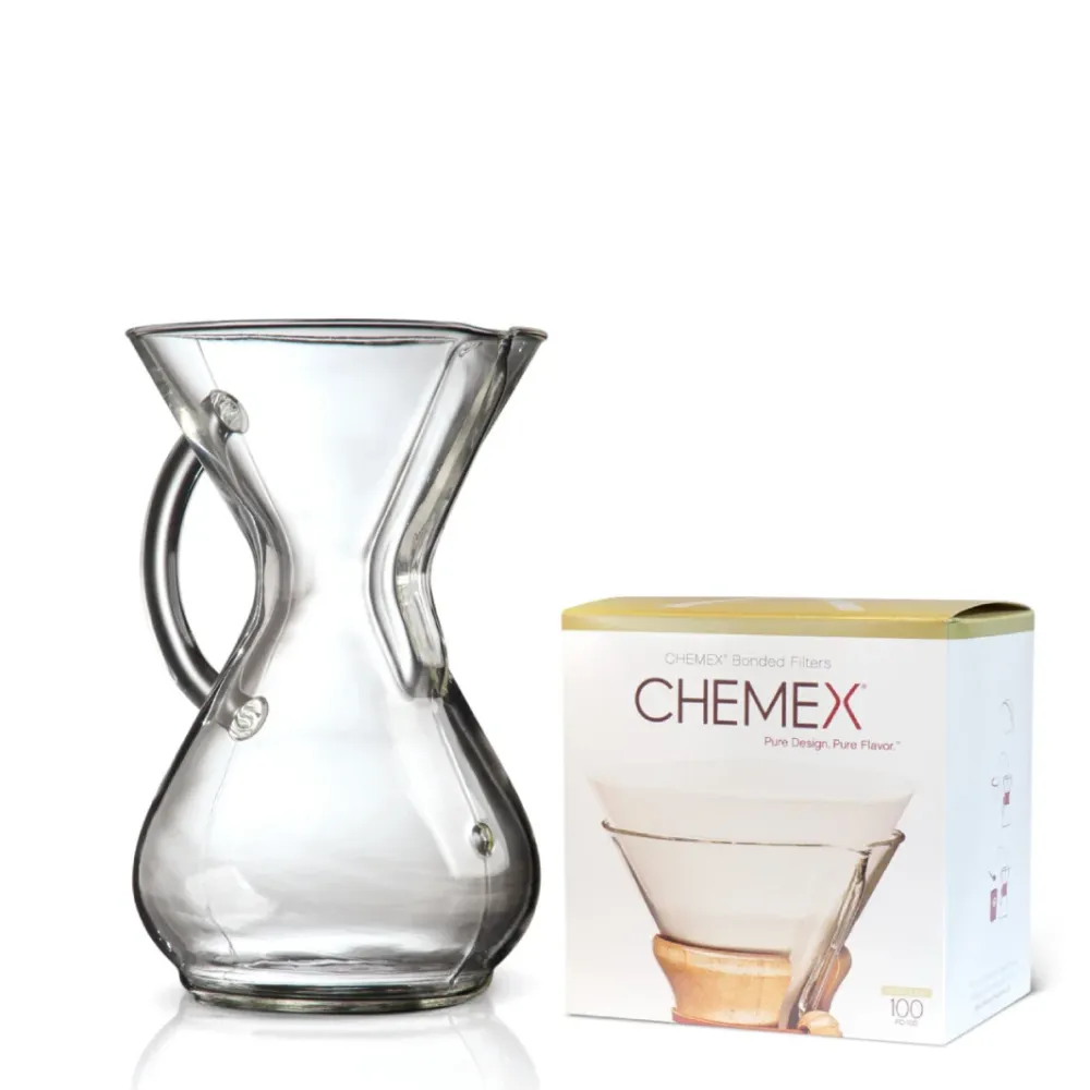 Chemex Gavesett 6-kopp m/filter Glasshåndtak