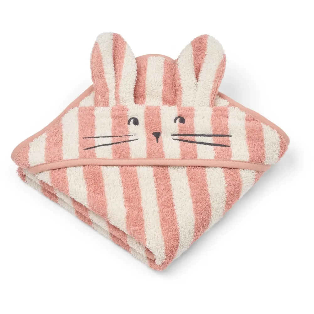 LIEWOOD Coral Blush / Creme De La Creme Stripe Albert Hooded Håndkle