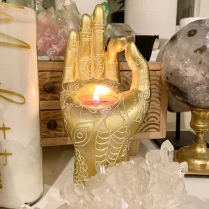 Gyan Mudra Hånd Telysdekorasjon, ca. 20x10cm, leightweight RESIN