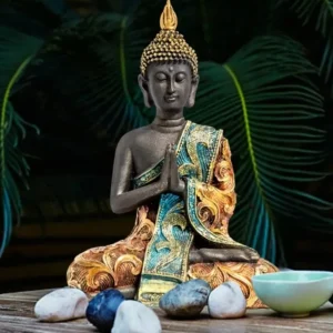 Handmade Meditation Thai Buddha Statue | Display Ornament Decoration | 20x14x9cm - * Lightweight - Resin