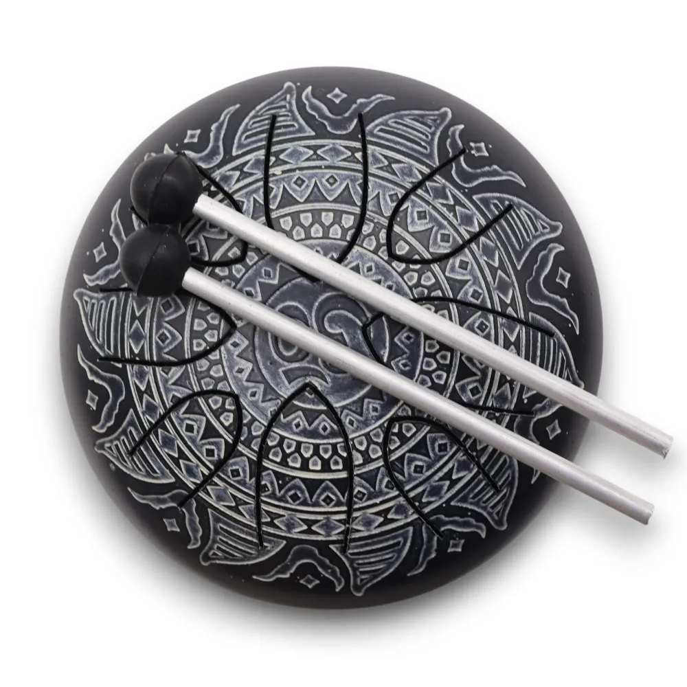 Ståltunge Tromme 16cm 8-Note Om Mandala Gravert