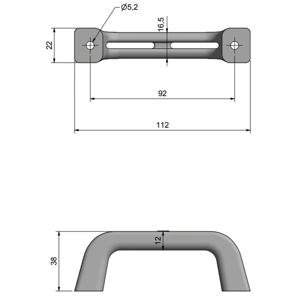 Roca, Plasthåndtak sort 168mm, hullstørrelse 145mm
