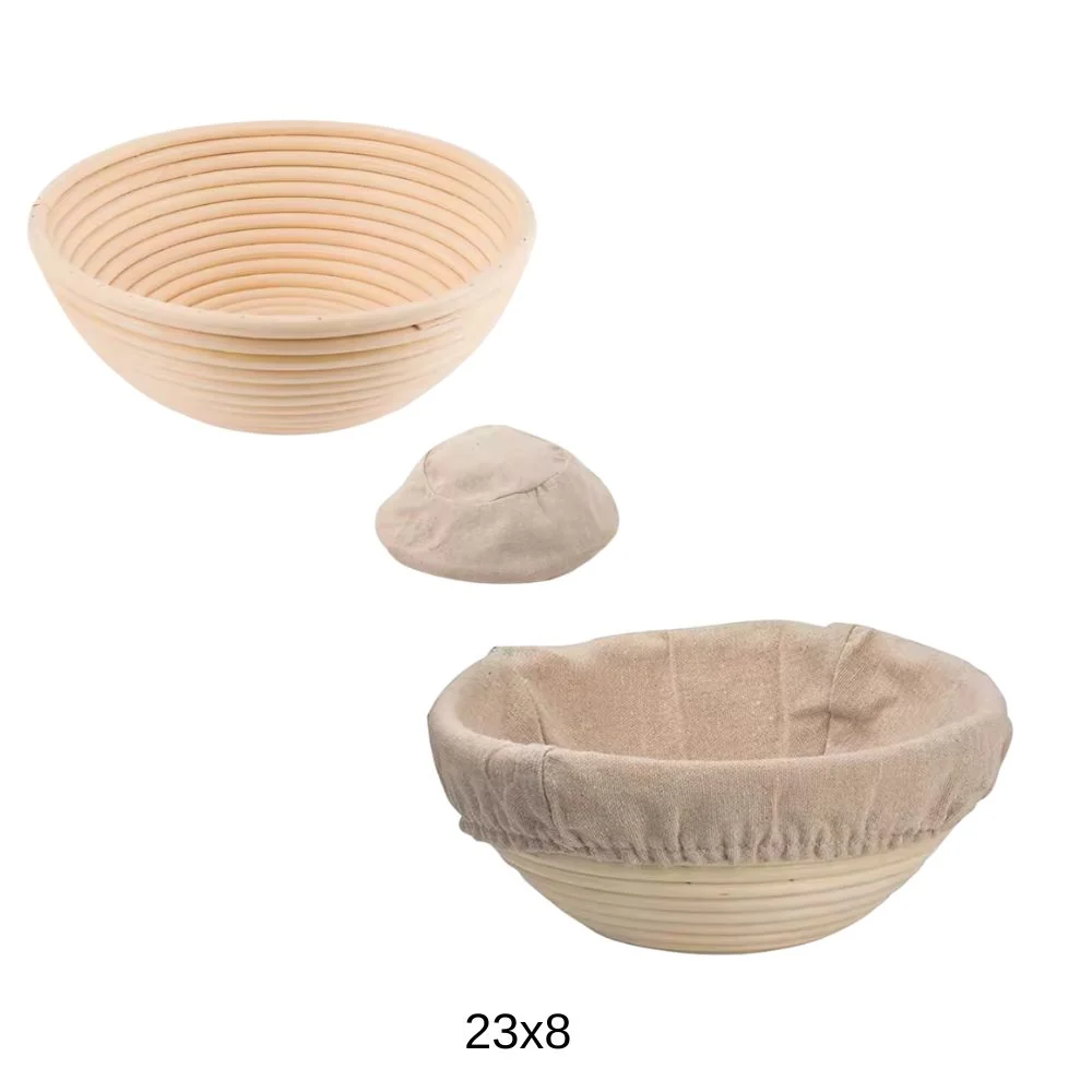 Hevekurv rund med lin – 23 cm (banetton)