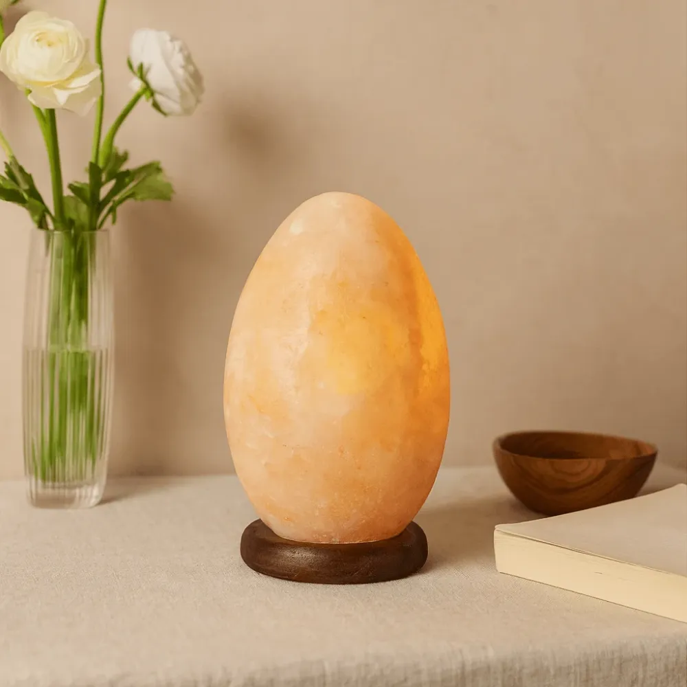 Himalaya saltlampe egg med trebase