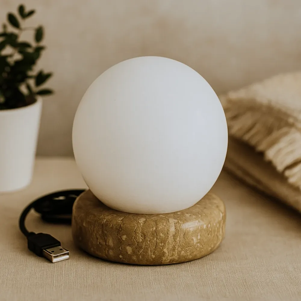 Himalayasaltlampe USB Flerfarget Hvit Kule 9 cm