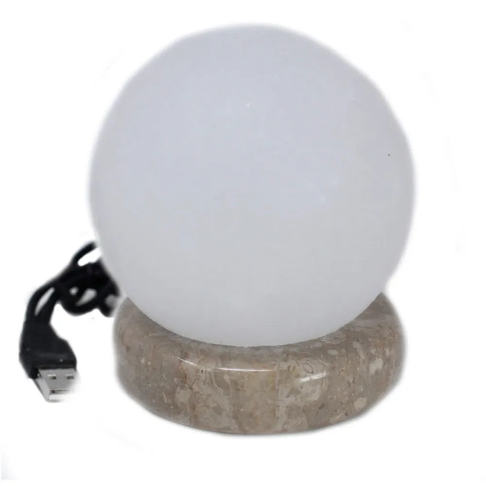 Himalayasaltlampe USB Flerfarget Hvit Kule 9 cm