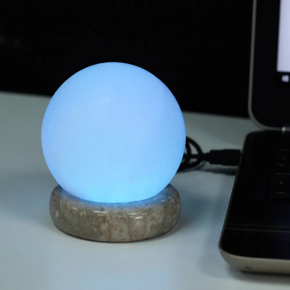 Himalayasaltlampe USB Flerfarget Hvit Kule 9 cm