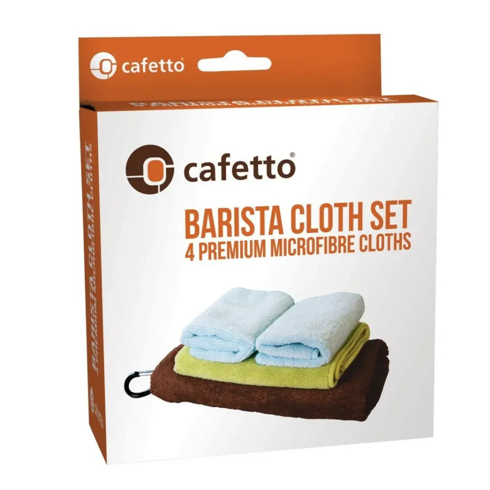 Barista sett med kluter i microfiber fra Cafetto