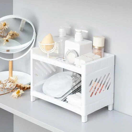 Dobbel Lag Plastic Stroge Organizer Shelf Luvikno