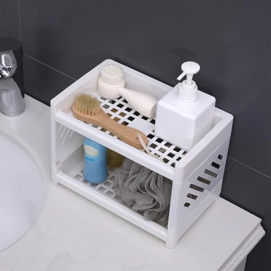 Dobbel Lag Plastic Stroge Organizer Shelf Luvikno