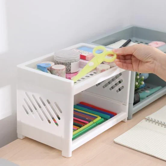 Dobbel Lag Plastic Stroge Organizer Shelf Luvikno