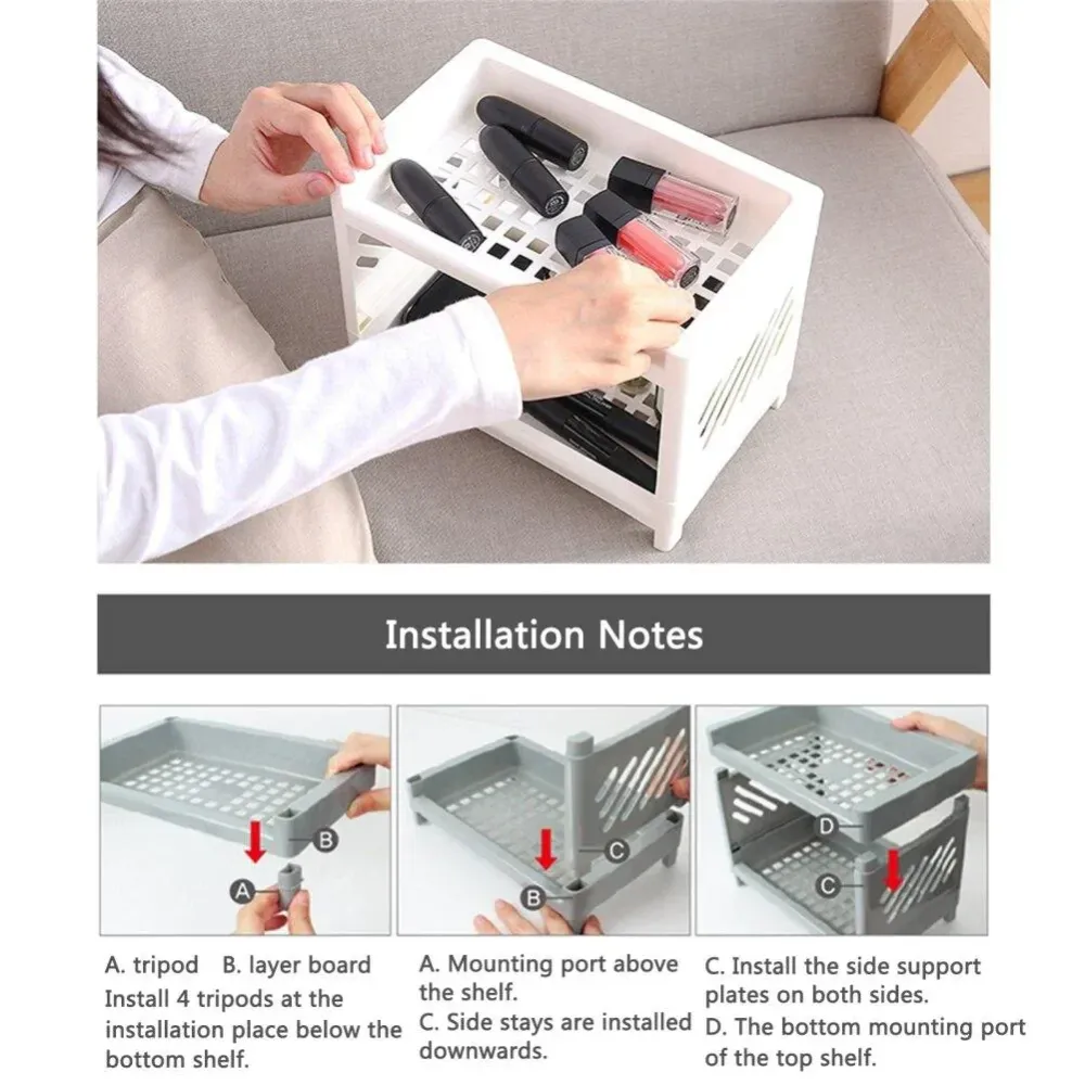 Dobbel Lag Plastic Stroge Organizer Shelf Luvikno