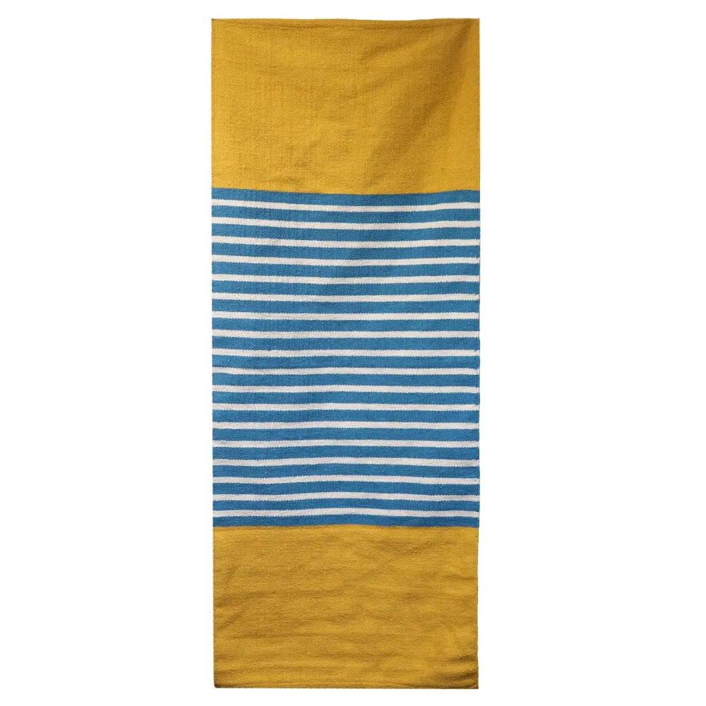 Bomulls løper teppe gul blå 70x170cm