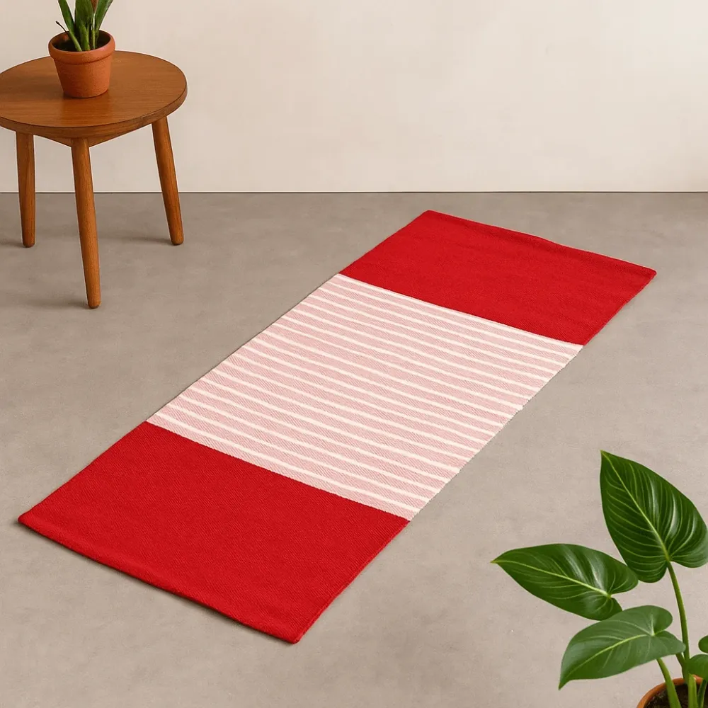 Bomullsteppe Rød Rosa 170x70cm