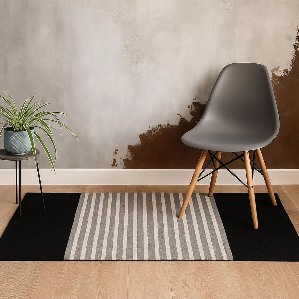Løperteppe, indisk bomull svart grå 70x170cm