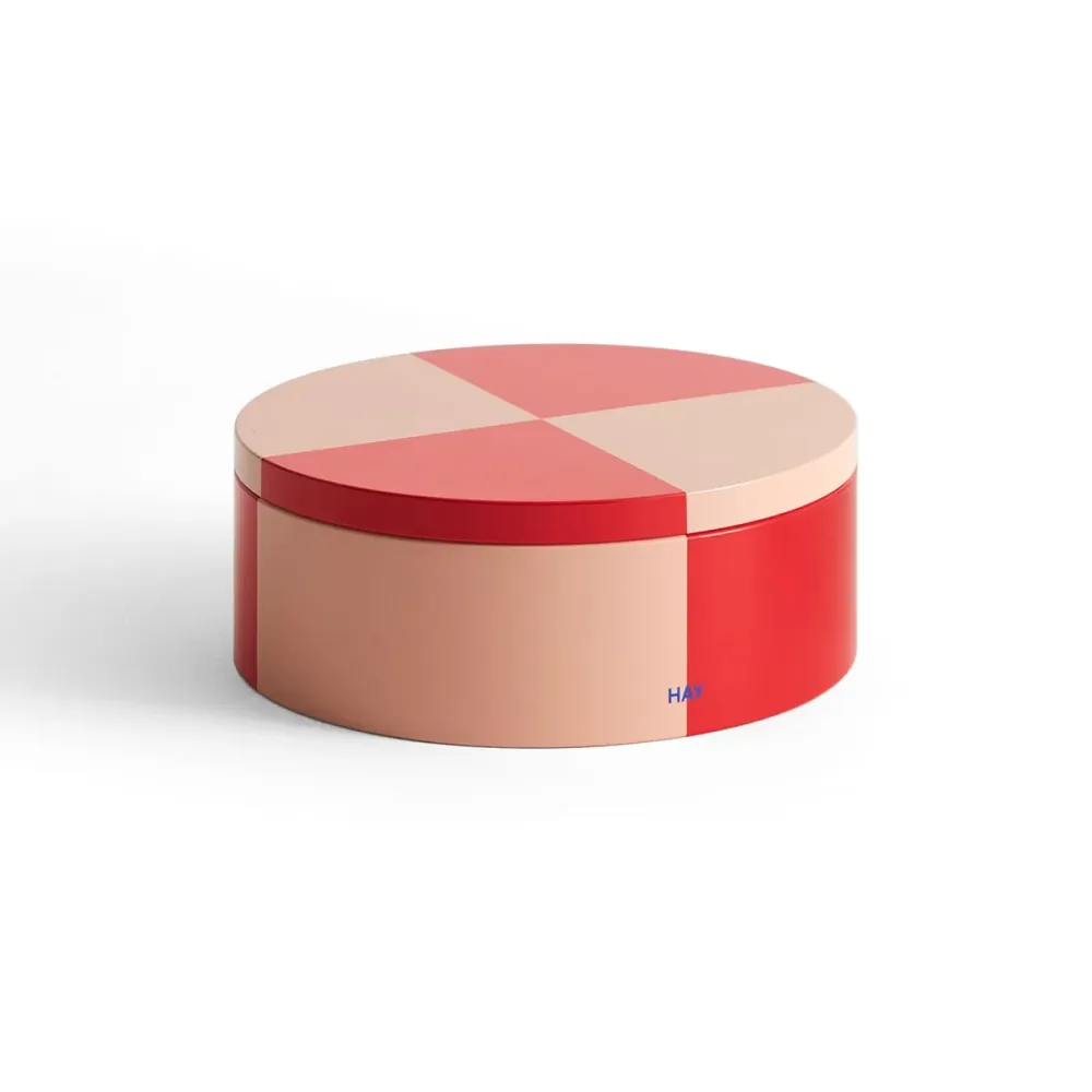 Tin oppbevaringsboks Rund Rød, rosa