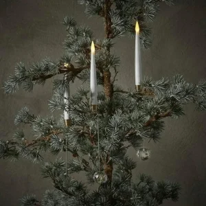 LED juletrelys m. krystall - trådløse m/lysholdere 10 stk / TILBUD