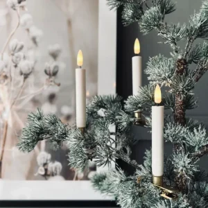LED Juletrelys 10 stk m. Messingholder og fjernkontroll