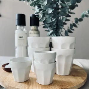 Cafékrus 90 ml - Hvitt porselen 4 stk espresso