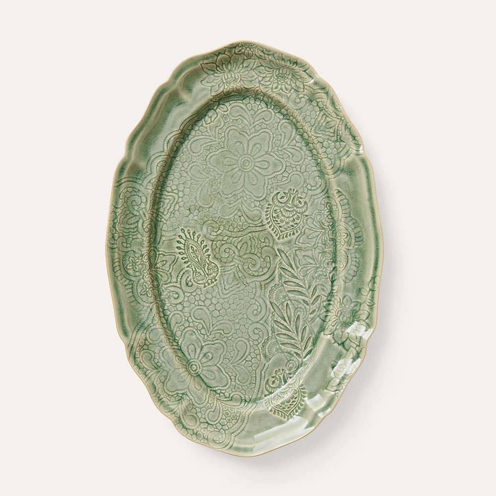 Sthål Stort ovalt fat Antique – 49 × 32 cm