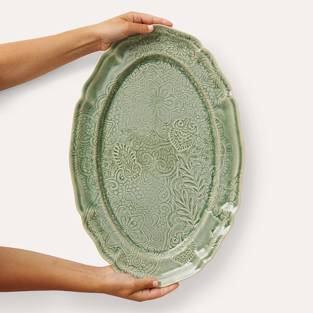 Sthål Stort ovalt fat Antique – 49 × 32 cm