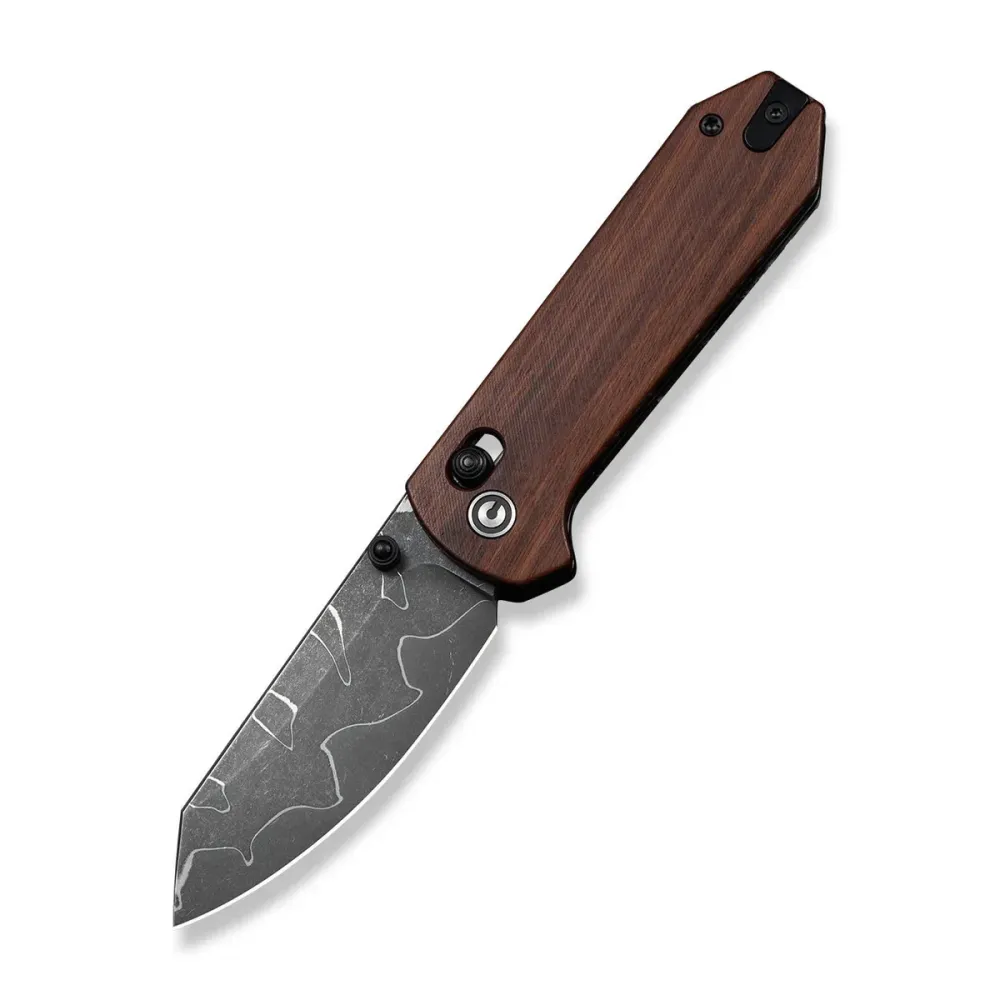 Civivi Yonder, Guibourtia Wood/Damascus (Jagged Pattern)