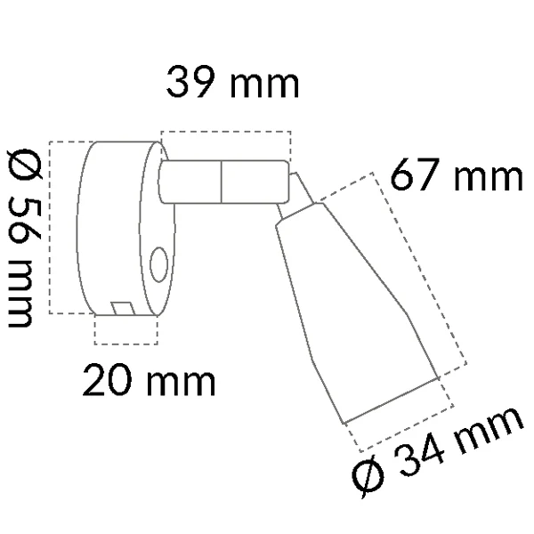 Casolux, Mary Vegglampe RF, LED, polert rustfritt stål, 1,5 W, 3000 Kelvin, IP20