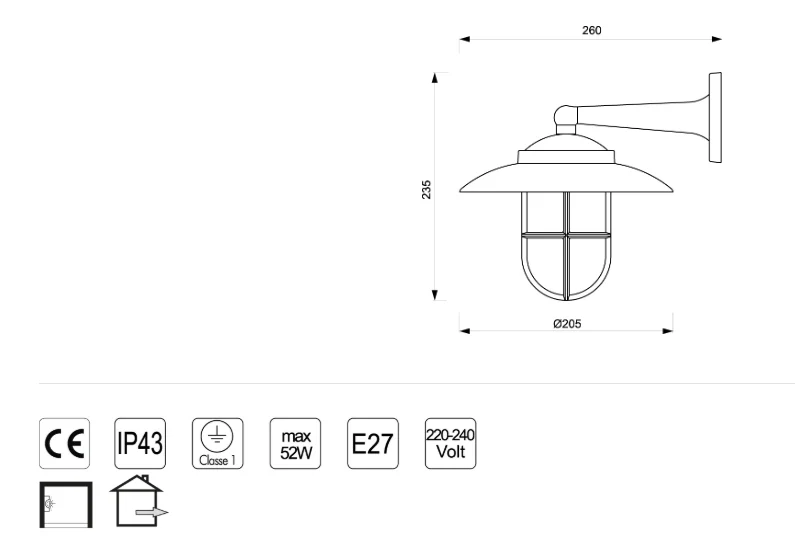 Foresti, Vegglampe m. rutenett/sandblåst glass E27, krom, 220 mm - 200 mm - 270 mm