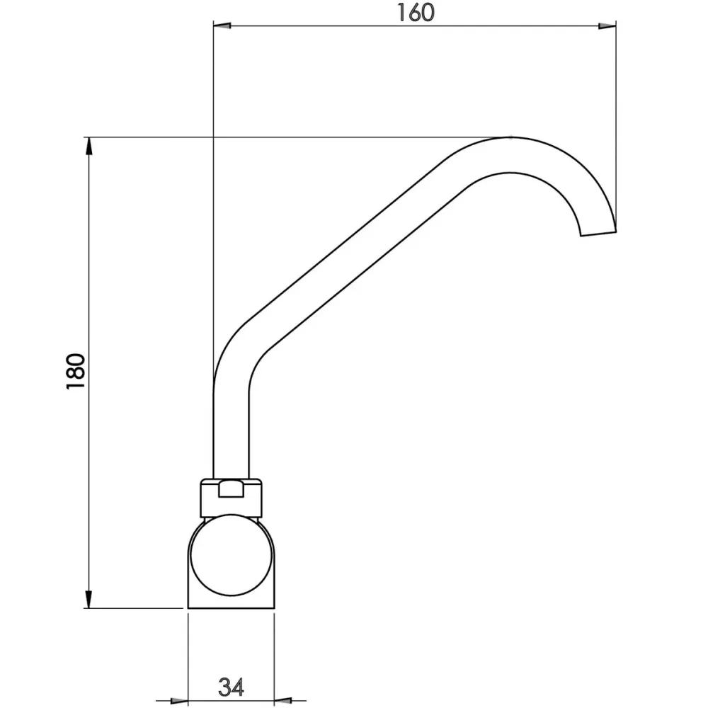 Trem, luksusmikser med sammenleggbar tut, kromkran, dreibar tut, 3/8" M-tilkobling