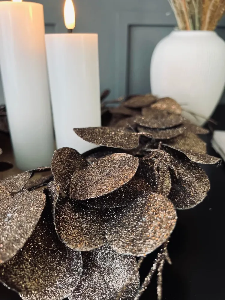 Krans med glitter - Brun