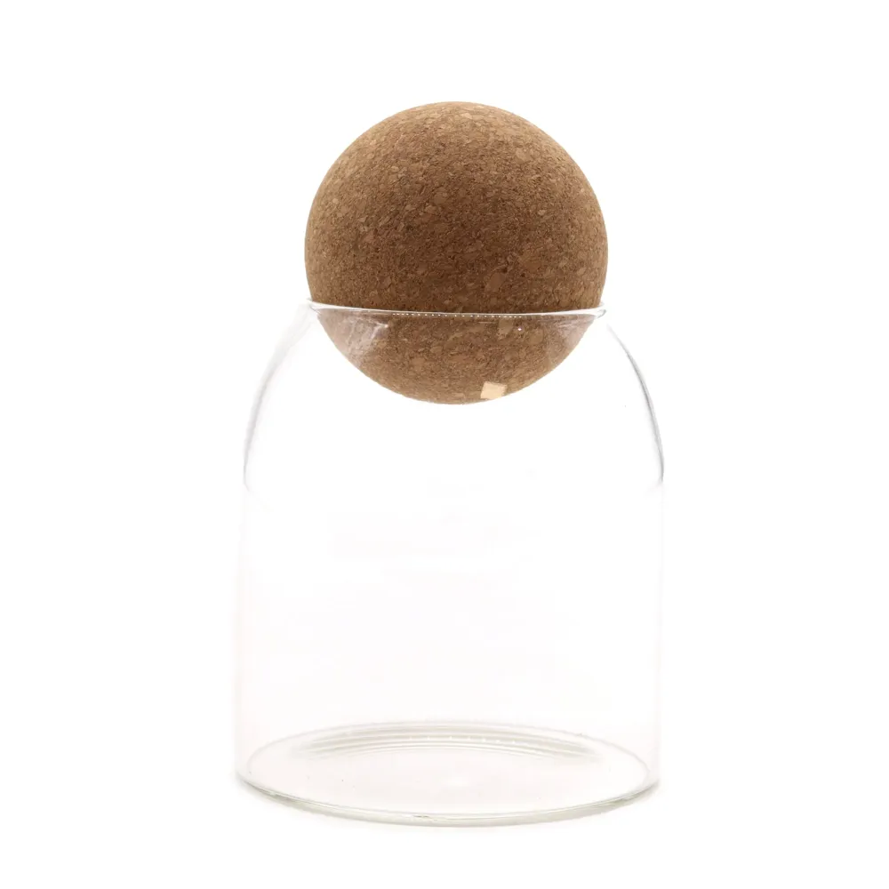Glasskrukke med korkkulelokk 10cm klar