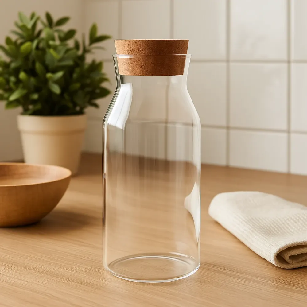 Klar glasskrukke med korklokk – 20 cm