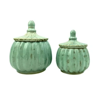 Keramikk krukke med lokk – Mint // Liten