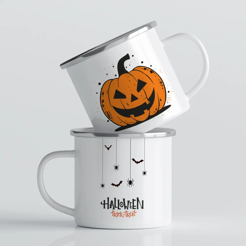Halloween emaljekrus No1 – Gresskar & flaggermus