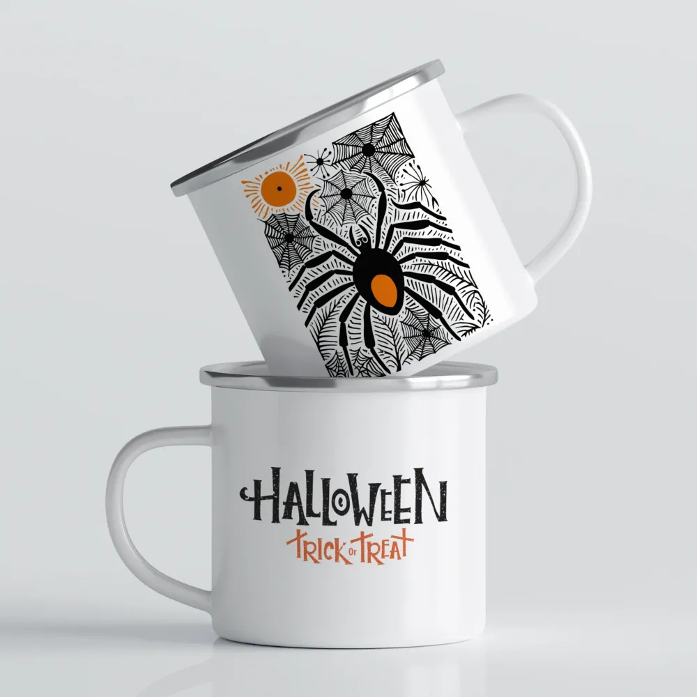 Halloween emaljekrus No11 – Sunlit Spiderweb