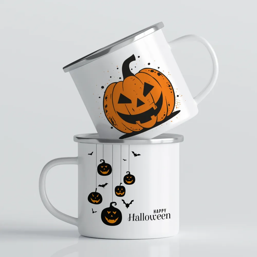 Halloween emaljekrus No2 – Happy Pumpkins