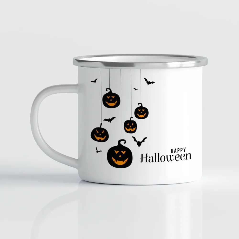 Halloween emaljekrus No2 – Happy Pumpkins